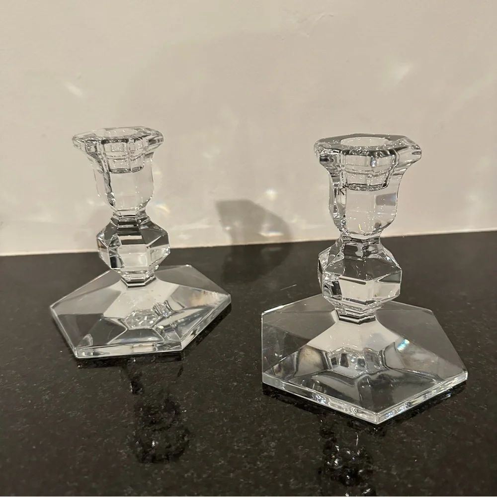 Val St. Lambert Crystal Candle Holders
